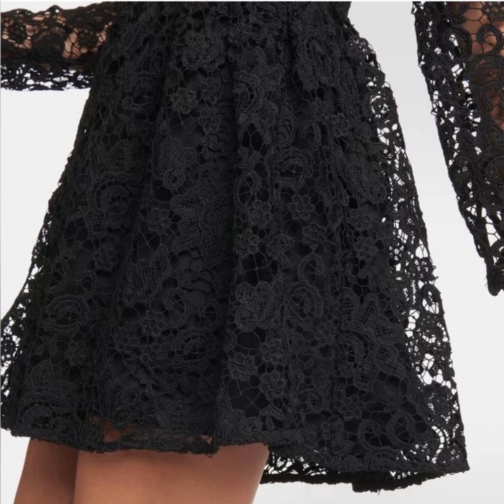 New Self-Portrait Tie-neck Mini Dress in Black - Picture 5 of 16